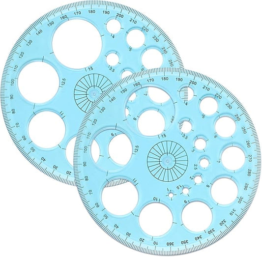 2 Pcs Circle Template for Drawing, Circle Stencil Ruler Plastic Round Stencil Large and Small Size Geometric Stencils Multi Function Circles Drawing Tool for Office, School, Drawings Supplies
