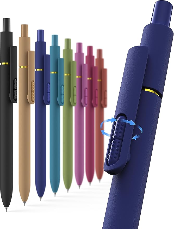 Hiacry 8 Pcs Gel Pens, Quick-Dry Long Lasting Black Ink-0.7 MM Fine Point | Smooth Writing Fidget Pens, Stress Relief, No Smear, No Bleed, Journaling, Note Taking,Work, School,Office, Students & Adults