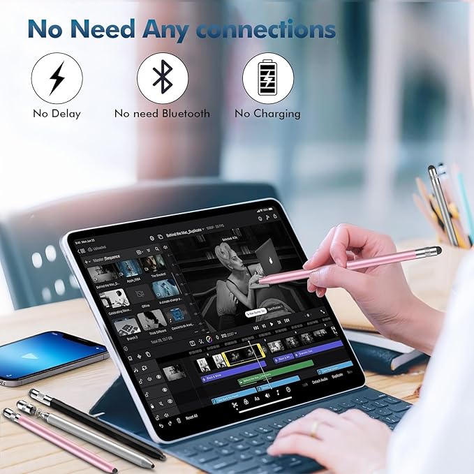 Stylus Pen for Touchscreen, 3-in-1 Rubber Disc Stylus, High Sensitivity and Precision, Universal Stylus Pen Compatible for Ipad,iPhone Android Kindle All Capacitive Tablets