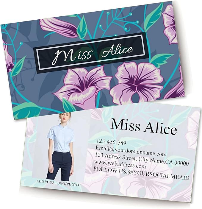 Customized Name Cards 500 PCS, Customized Design with Picture Texture All Business Designs cards No Additional Charge (Color-D)