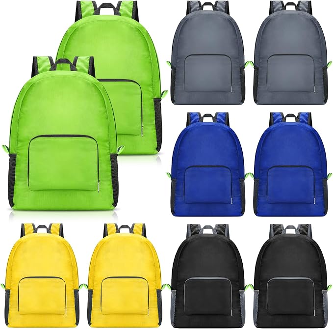 Jexine 10 Pcs Backpacks Bulk 16.5 Inches Lightweight Travel,Mixed Color | Basic Book Bags for School Outdoor, Foldable Storage, Ideal Students Adults Commuters, Bulk Backpack Set for Teams