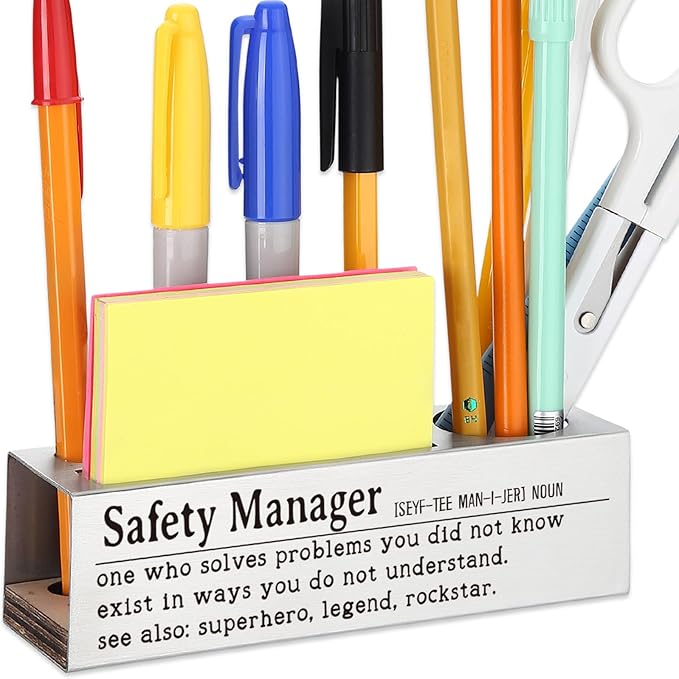 Safety Manager Appreciation Gift, Office Desk Decor for Safety Professionals, Workplace Supervisors, Risk Assessment Experts Career Recognition Gift, Funny Office Pencil Holder for Desk SD271