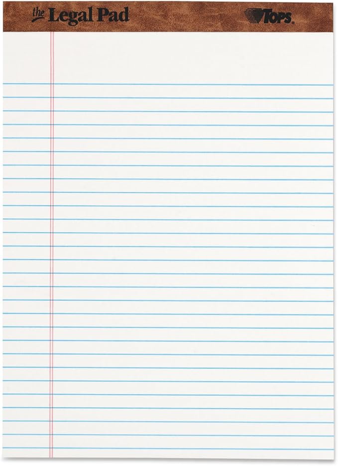 "The Legal Pad" Ruled Perforated Pads, 8 1/2 x 11 3/4, White, 50 Sheets, Dozen
