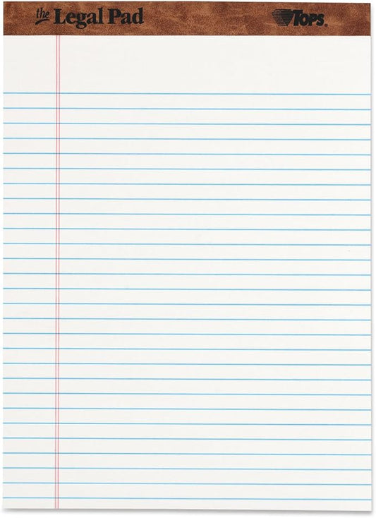 "The Legal Pad" Ruled Perforated Pads, 8 1/2 x 11 3/4, White, 50 Sheets, Dozen