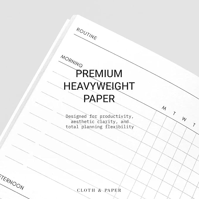 Cloth & Paper Travel Notebook | Routine Builder Planner – Beignet | A5 Slim Habit Tracker Notebook 4.3" x 8.3" | Routine Planner for Habit Tracking, Goals & Daily Productivity – Soft Touch Cover