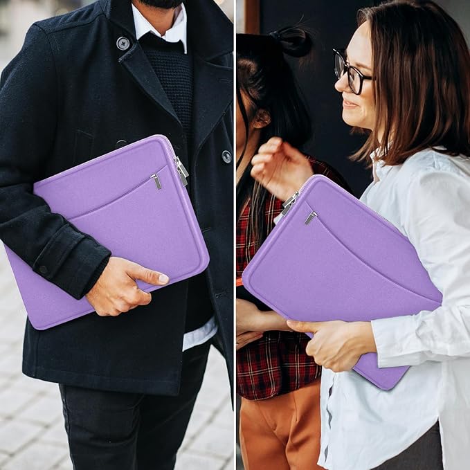 14 inch Laptop Sleeve, Shockproof Protective Laptop Cover Briefcase Carrying Computer Bag with Accessory Pocket Portable Computer Sleeve for 14" MacBook, HP, Dell, Lenovo, Acer, Purple