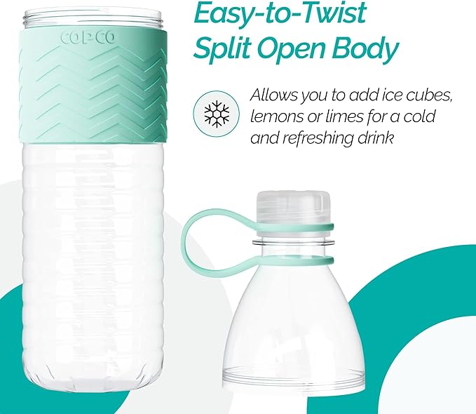 Copco Hydra 20 oz Tritan Water Bottle with Leak-Proof Lid & Textured Grip - BPA-Free, Dishwasher Safe, Easy Twist-Open for Ice & Fruit - Fits Cup Holders, Lightweight, Durable(Robins Egg Blue)