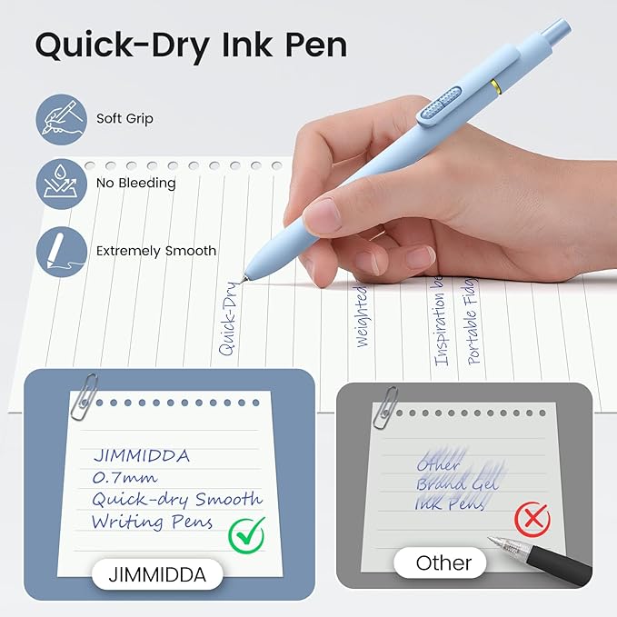 8Pcs Blue Gel Pens - 0.7mm Medium Point Blue Ink Pens | Smooth Writing - Quick Drying Retractable Pen for Men Women (Morandi - 8Pcs)
