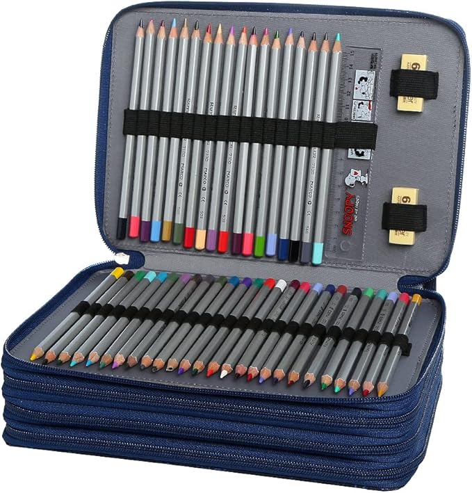 Portable Colored 200 Slots Pencil case Organizer with Printing Pattern for Watercolor Pens or Markers, Pencil Case Organizer for Artist