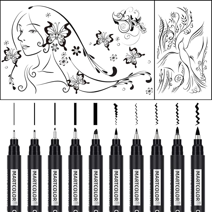 Calligraphy Pens, 10 Size Calligraphy Pens for Writing, Brush Pen Calligraphy Set for Beginners, Calligraphy Brush Pens, Hand Lettering Pen for Art Drawing, Sketching, Scrapbooking