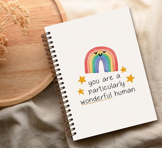 Boho Positive Rainbow Spiral Notebook Journal,You are Particulary College Ruled Spiral Notebook for Teenage Girls Women,Hardcover Spiral Notebook for Offices Schools Classrooms