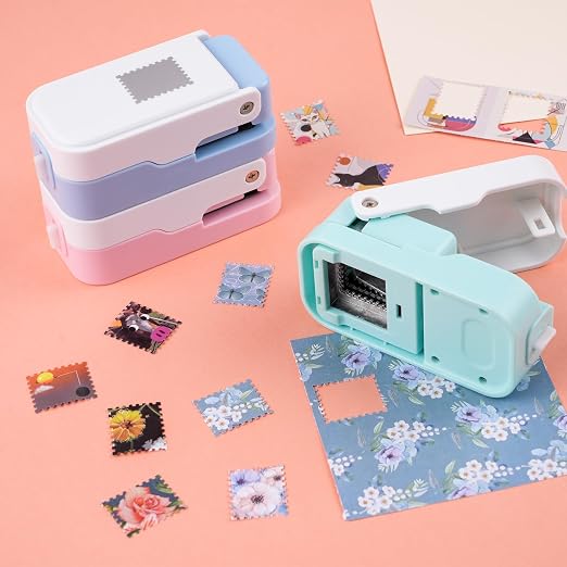 CYFUN DESIGN 3 Pcs Stamp Punch, 1x0.8 inch Postage Stamps Punch, Stamp Cutter, Stackable Design Stamps Punches, Craft Cutter Hole Puncher for Scrapbooking Journaling Card Making Junk Journal Supplies