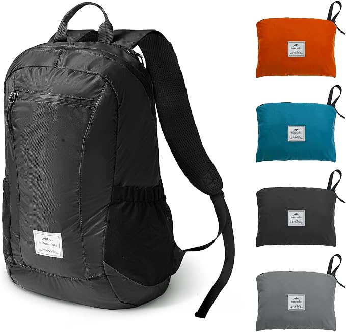 Naturehike 25L Lightweight Hiking Backpack, Waterproof Camping Packable Backpack Ultralight for Travel, Airplane, Small Hiking Daypack for Adults, Black