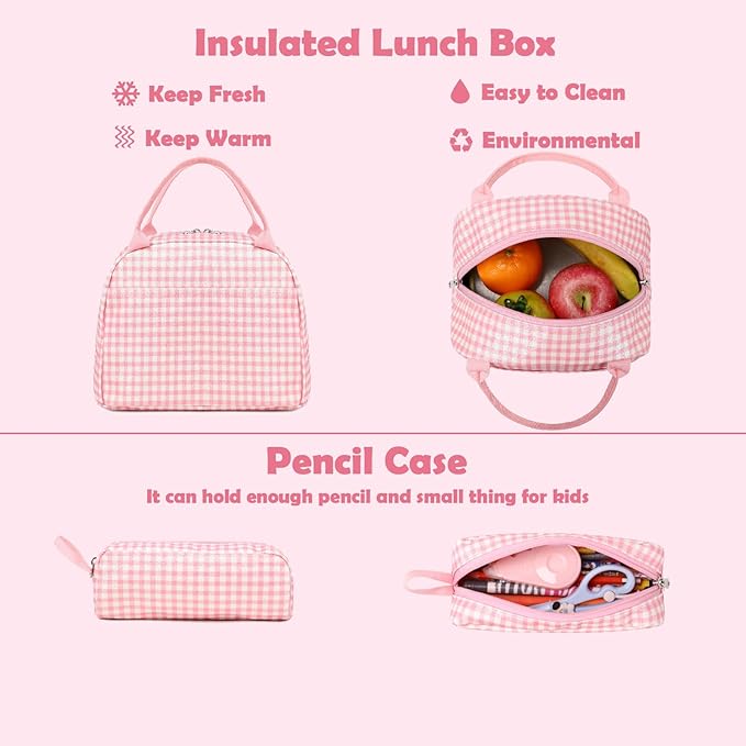 Kimwadalh School Backpack for Girls, Backpack with Lunch Box Pencil Case for Preschool Elementary High School Girls Boys