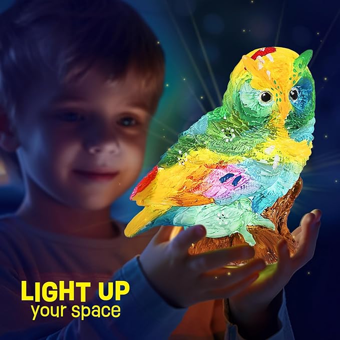 LAOESE Paint Your Own Owl Lamp Kit, Art Supplies Painting Kits for Kids 6-12, Arts and Crafts for Kids Ages 8-12, Owl Toy Girls Boys Birthday Gifts for Kids Ages 3 4 5 6 7 8 9 10 11 12+