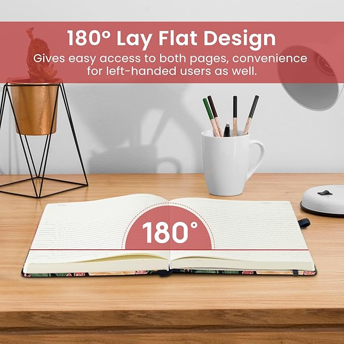 Taja Pretty Lined Journal for Women, Aesthetic Cute Hardcover Leather Journal for Writing, A5 College Ruled Notebook for Work & Note Taking, Perfect for Office School Home, 160 Pages, Garden Bird