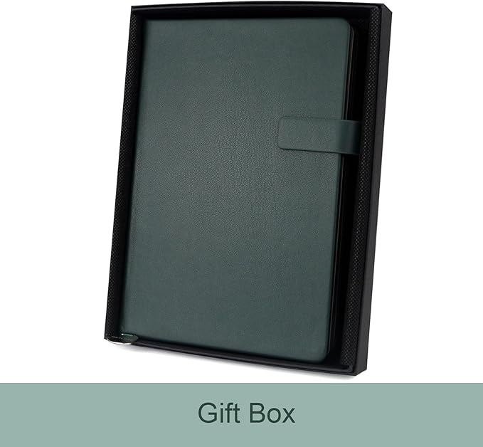 Softsided Notebook - 5.7"x 8.4" - upgraded texture, classic line design, paper for smooth writing, elegant hangtag detail, with box, perfect for both gift and personal use(Dark Green）