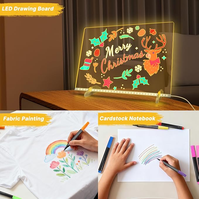12 Colors Liquid Chalk Markers for LED Note Board, Neon Paint Markers for Light Up Drawing Board Acrylic Calendar Planning Board Windows, Wet or Dry Erase Markers Fine Tip