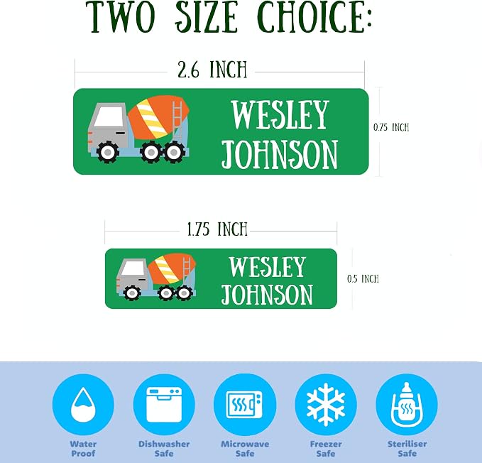 128 Custom Waterproof Dishwasher Safe Kid Name Labels for Daycare, School Supply, Baby Bottles, Lunch Boxes and Cups, Travel. Cute Personalized Design Name Stickers (Pattern 7)