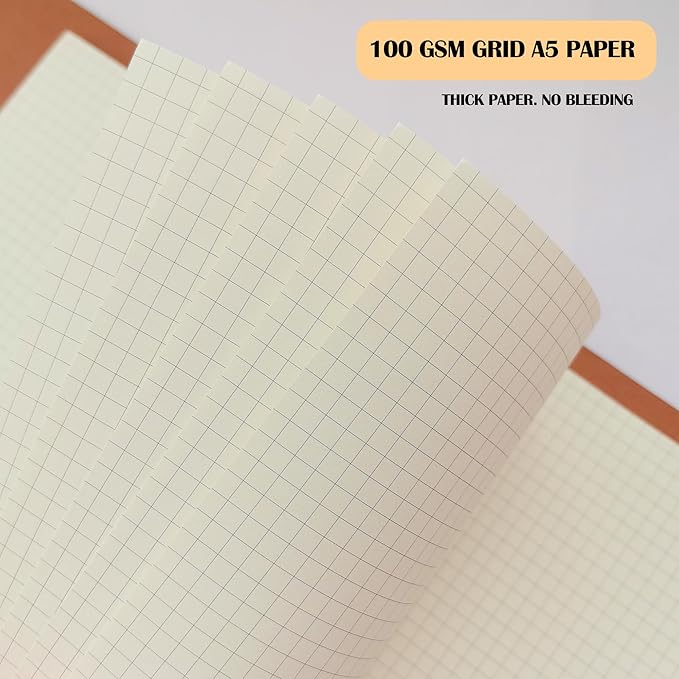 A5 Grid Filler Paper, 6-Hole Punched, 100GSM Graph Rule Paper/Quad Rule Filler Paper/Planner Inserts for Planners, Painting, and Bullet Journals,80 Sheets/160 Pages