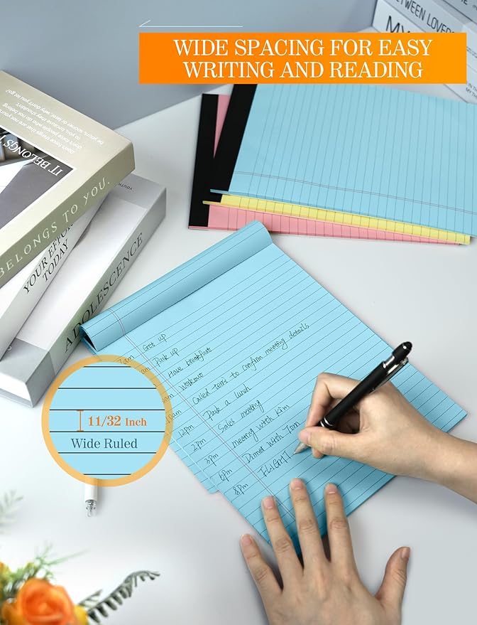 Zaviko Colored Legal Pads 8.5 x 11, 2 Pack Pink Notebook Paper 8.5 x 11, Note Pads 8.5x11 Notepad, Paper Pads 8.5x11 Writing Pads, Colored Lined Pads of Paper, Wide Ruled, 30 Sheets/Pad