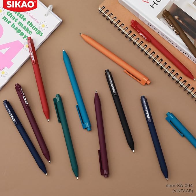 Pens Bulk, 60 Pack Vintage Ballpoint Pens with Black Ink, 1.0mm Medium Point Smooth Writing, Click Pens 8 Calm Vintage Colors for Teachers, Students, School & Office Supplies