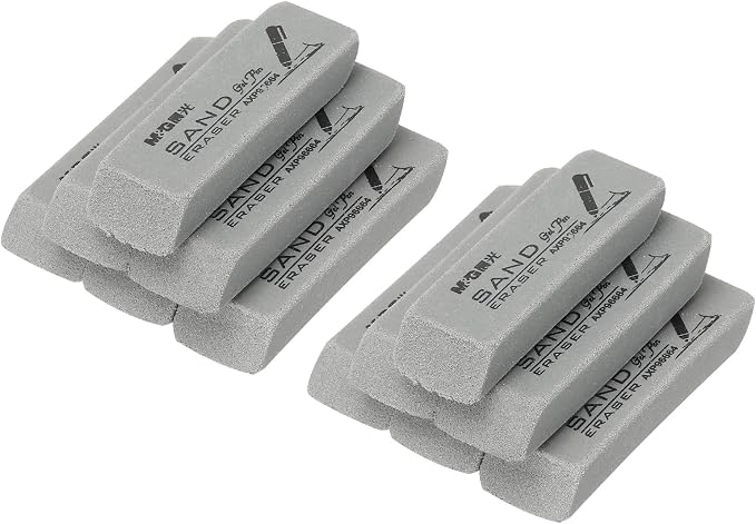PATIKIL 12 Pcs Sand Erasers, Frosted Eraser Block Easy to Clean Durable Bulk for Gel Ink Ballpoint Fountain Pen Office, AXP96664, Gray