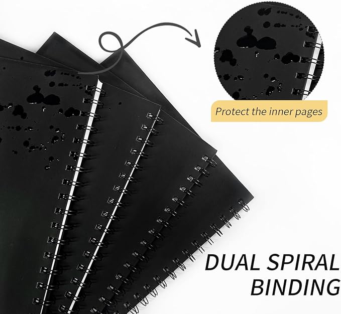 Lined Spiral Notebook B5 Hardcover Black Journal 100GSM 7x10
