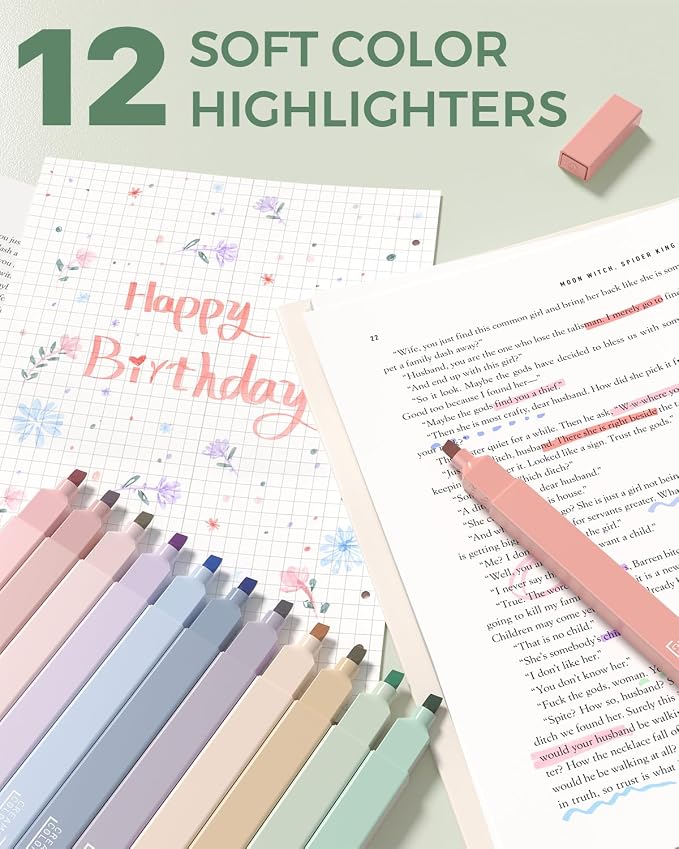 Four Candies 56PCS School Supplies with Pencil Case, Stationery Set, Green | 6 Multicolor Pens, 12 Pastel Highlighters, 5 Gel Pens, 9 Mechanical Pencils, Back to School, College Essentials for Students