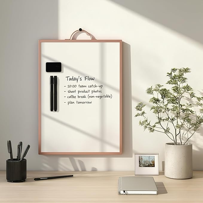 Magnetic Dry Erase Board 12x16 with Handle, Double Sided Portable Rose Gold Whiteboard for Home, Office, School & Kitchen