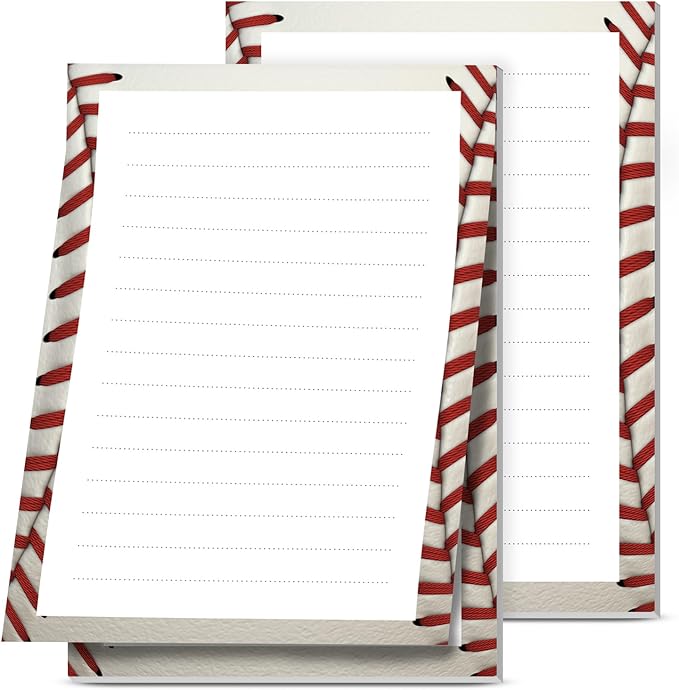 2 Pack Lined Sticky Notes 4x6 in, Cute Self-Stick Notepads with Lines, Large Memo Pads Strong Adhesive for Office, Home Cute Baseball Pattern