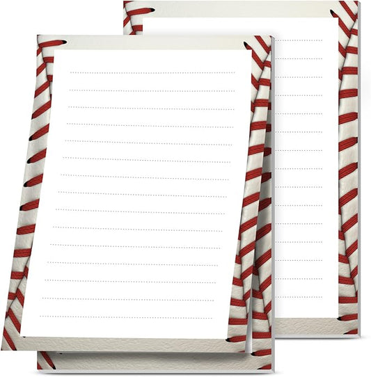 2 Pack Lined Sticky Notes 4x6 in, Cute Self-Stick Notepads with Lines, Large Memo Pads Strong Adhesive for Office, Home Cute Baseball Pattern