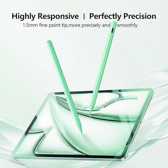 Stylus Pen for iPad 6th-11th Generation-2X Fast Charge Active Pencil Compatible with 2018-2026 Apple iPad Pro 11"/12.9"/M4, iPad Air 3/4/5/M2/M3/M4,iPad mini 5/6/7 Gen-Green