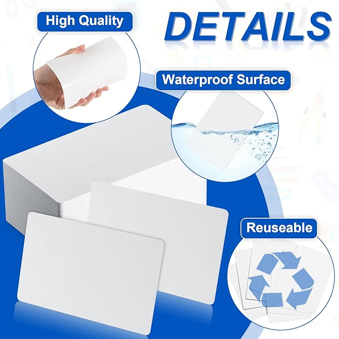 Harloon 100 Pcs Dry Erase Index Cards 4 x 6 Inch Laminated Reusable Dry Erase Note Cards Sheets for Office home housework to Do List(White)
