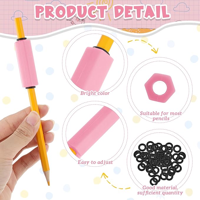 3 Pcs Pencil Pen Weights 1.59 oz, Handwriting Aid Kit for Children Elderly Special Need, Metal Weighted Pencil Holder Tool for Autism Tremors Fine Motor Skills(Pink, Light Yellow, Light Blue)