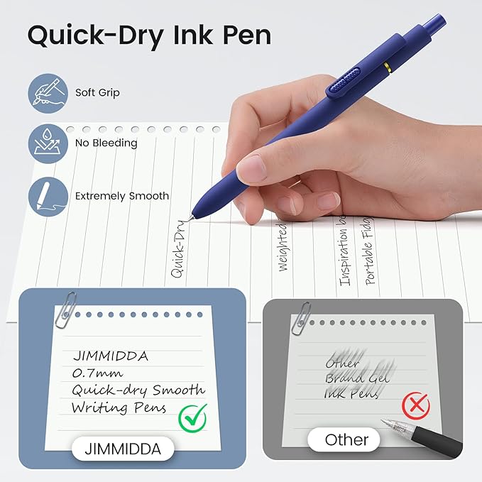 16Pcs Black Gel Pens - 0.7mm Medium Point Black Ink Pens | Smooth Writing - Quick Drying Retractable Pen for Men Women (Vintage - 16Pcs)