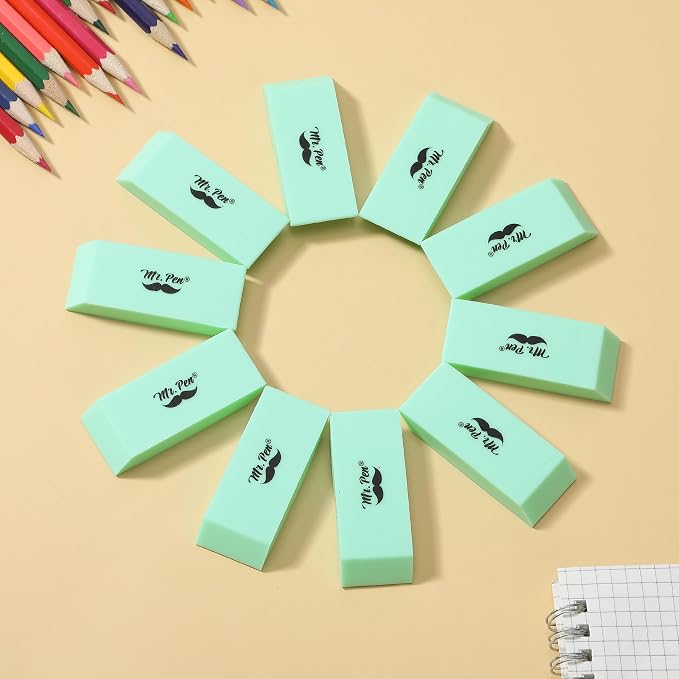 Mr. Pen- Pencil Eraser, 12 Pack, Green