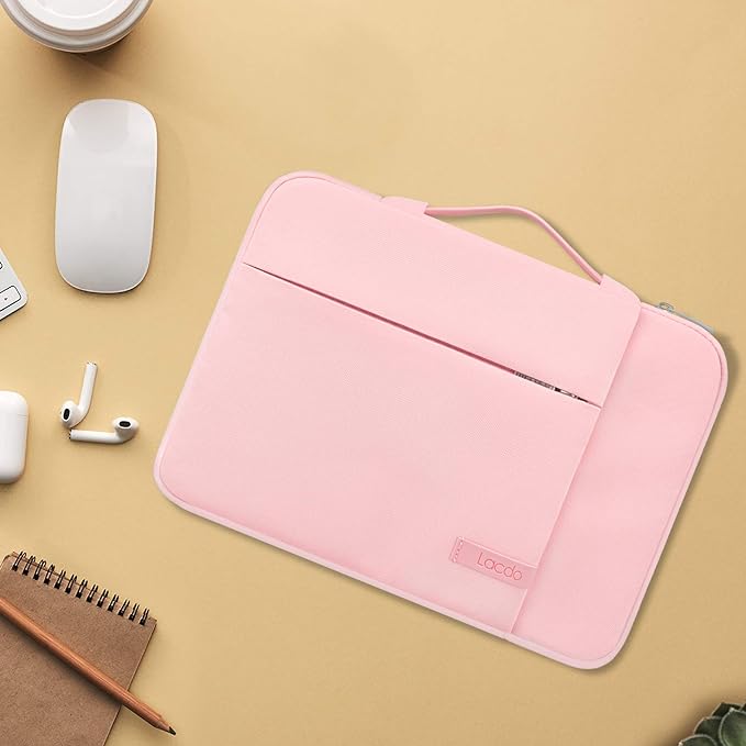 Lacdo 360° Protective Laptop Sleeve Case for 13 inch MacBook Air M5 A3449 (2026), M4 A3240 2025, M3 A3113 A2681 A2337 | 13" MacBook Neo A18 Pro A3404 (2026) | iPad Air/Pro 13 M5 Computer Bag, Pink