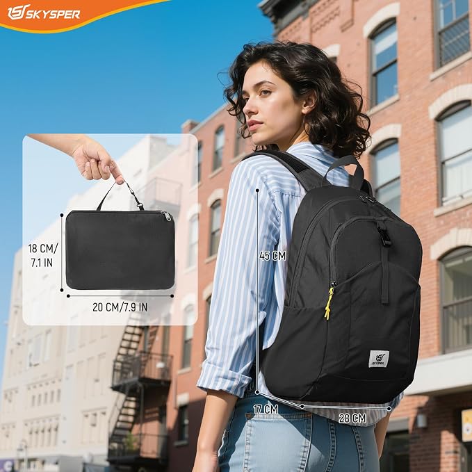 SKYSPER Small Packable Hiking Backpack 20L Anti-theift Travel Daypack | RFID Ultralight Foldable Walking Backpack with Water Bottle Holder, Nylon, Multi-compartment, Everyday Carry for Men Women