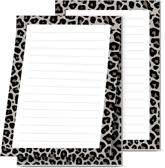 2 Pack Lined Sticky Notes 4x6 in, Cute Self-Stick Notepads with Lines, Large Memo Pads Strong Adhesive for Office, Home Black Cute Leopard