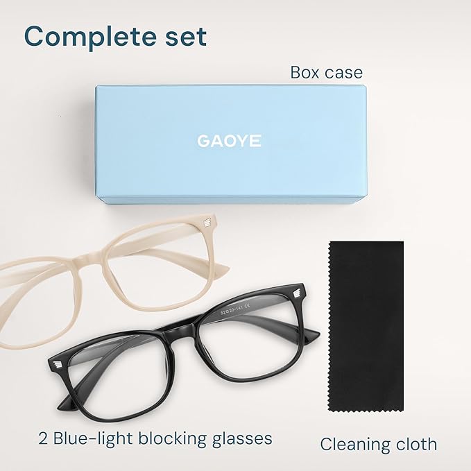 Gaoye Eyewear Frames for Men - Blue Light Blocking Square Glasses, Anti UV Ray Computer Gaming, Blue Blockers for Women