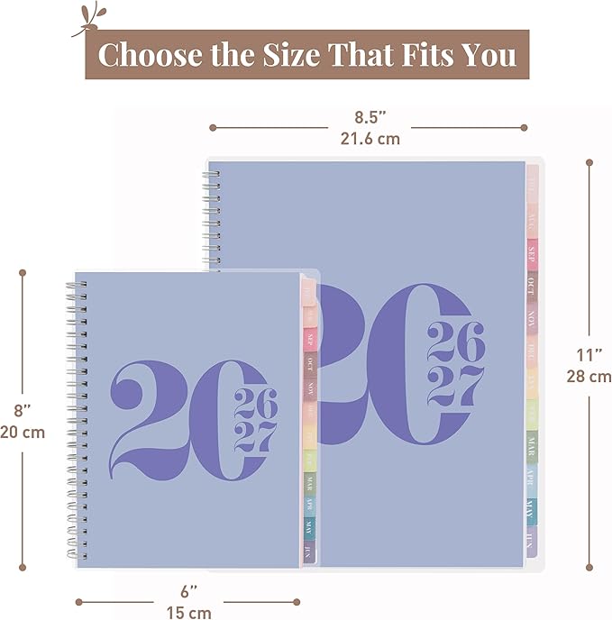 Rileys Academic Planner 2026-2027, Daily, Weekly & Monthly Planner, July 2026 - June 2027, Student Notes Pages, Twin-Wire Binding, Weekly Agenda for School & Work (8.5 x 11-Inches, Typographic, Blue)