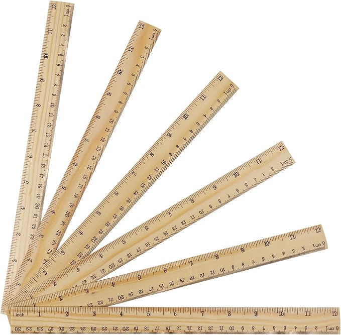 KINJOEK 108 Packs 12 Inch Wooden Rulers Double Sided Pine Wood School Ruler Measuring for Home, Student, Office Use, 2 Scale, 30 cm