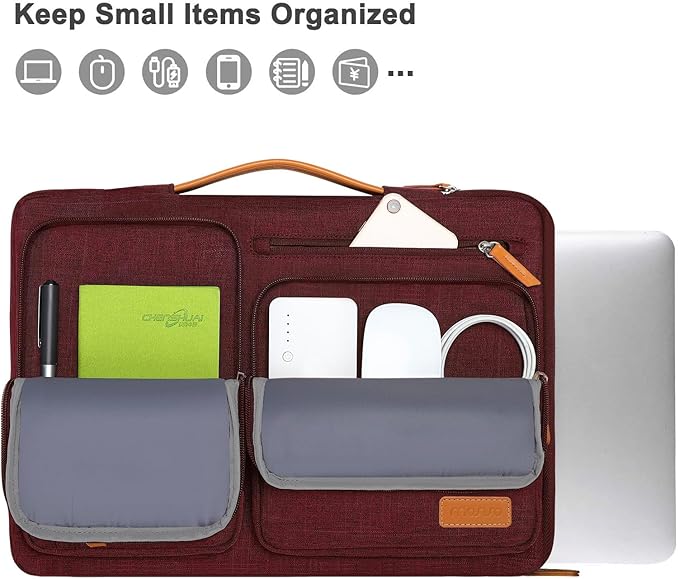 MOSISO 360 Protective Laptop Case 16 inch, 15-15.6 inch Laptop Sleeve Compatible with MacBook Pro 16, HP Acer Dell Lenovo ASUS, Side Open Carrying Case with 4 Zipper Pockets&Handle, Wine Red