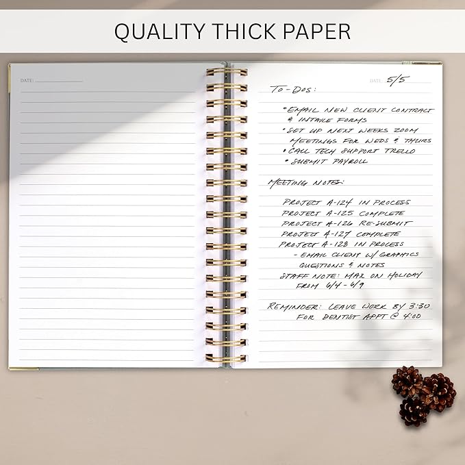 Aesthetic Thick Spiral Notebook Journal For Women in B5 Format - Stylish Linen Hardcover College Ruled Note Book w 300 Lined Pages - Cute Supplies For Bible Study & Staying Organized at Work or School