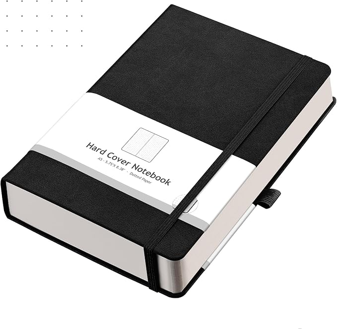 AHGXG Dotted Journal - 320 Numbered Pages Dot Grid Notebook A5 Thick Journal, 100gsm Thick Dotted Paper, Leather Hardcover,Inner Pocket, 5.75'' × 8.38''