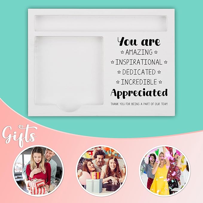Inspirational Desk Note Holder with Printed Appreciation Message, Thoughtful Gift for Coworkers, Employees, Teachers, Nurses, Office Desk Organizer for Women Men, White Wood Note Pad Tray - FTB313