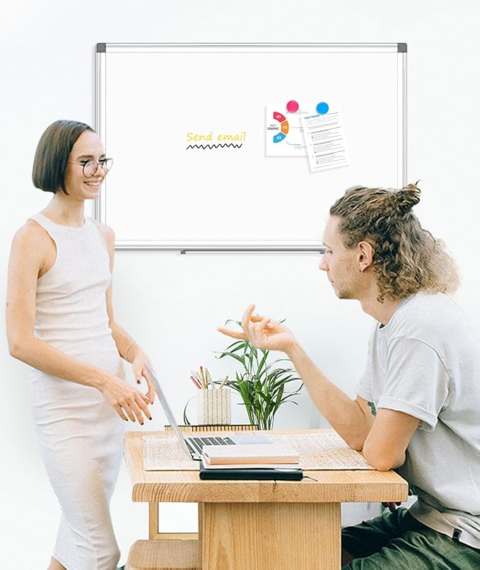 4 Pack Double-Sided Magnetic Whiteboard, 24" x 18" Dry Erase Board, Aluminum Frame White Board for Wall, Hanging Mounting White Board Dry Erase Marker Board for Office, School, Home