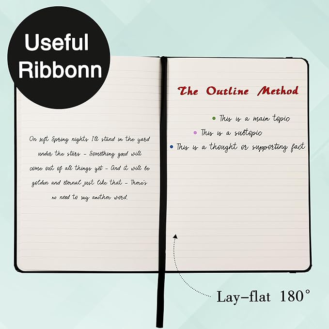 URSUNSHINE Ruled Notebook/Journal - Classic Lined Journal/Notebook, Hardcover with Thick Paper, 5.3" x 8.26", Banded + Pen Holder +Inner Pocket - Gray