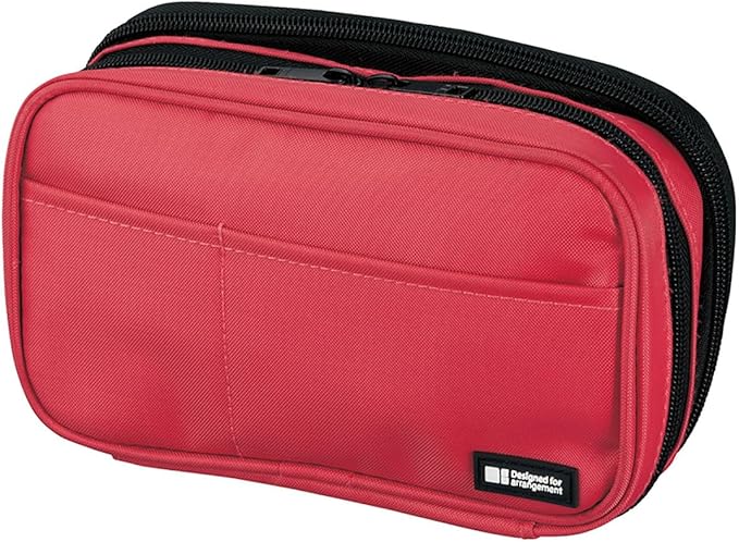 LIHIT LAB Large Capacity Double Zipper Pencil Case For School Office College, Big Capacity 6 Compartments Pencil Bag Holder Adults Teen Boys Girls, Travel Cosmetics Storage, Coral (A7555-103)